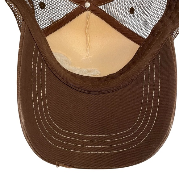 Trucker Cap Hat Brown Ivory Flowers Palm Trees Adjustable Men’s One Size - Picture 5 of 8